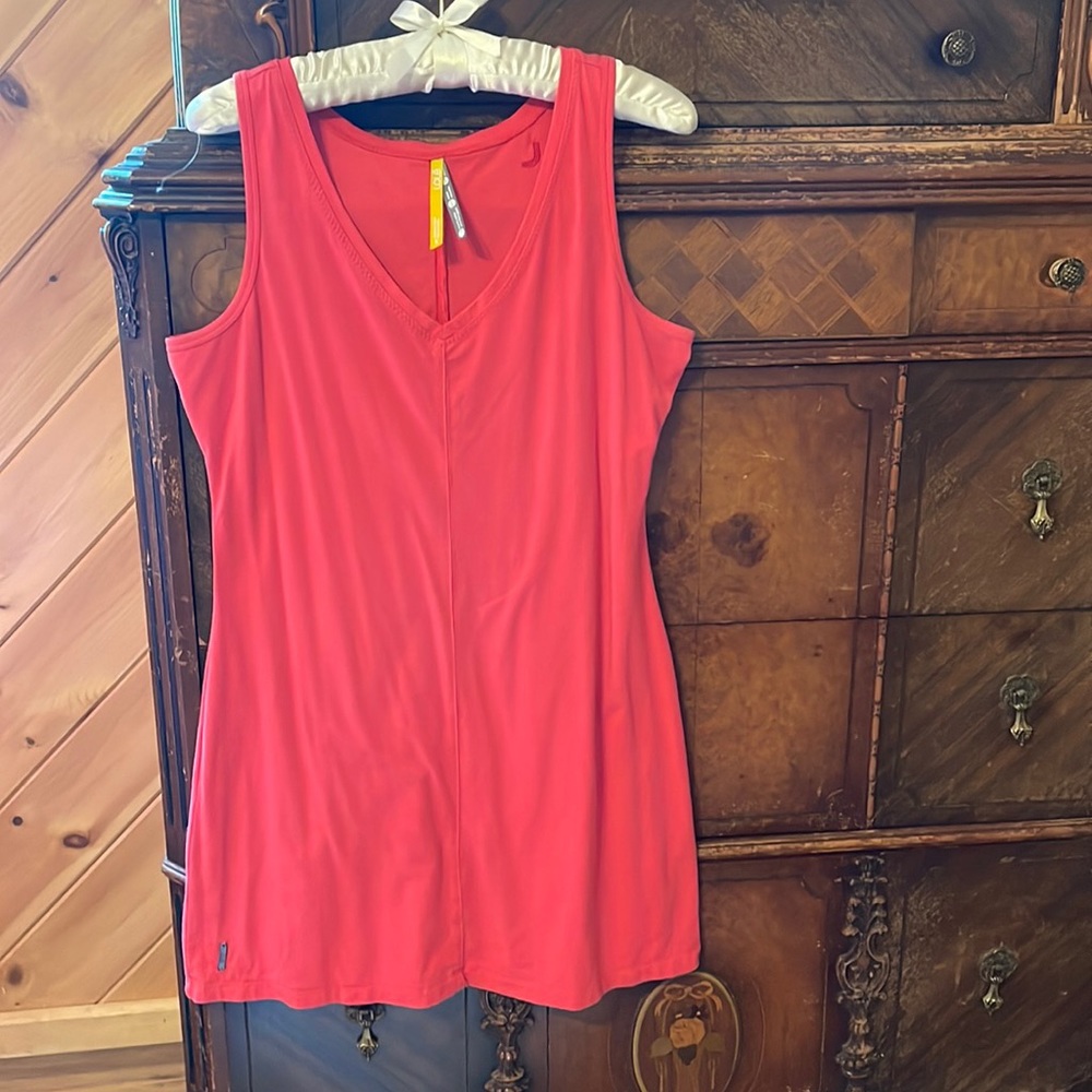 Pink Lole V-Neck Organic Cotton Dress Small